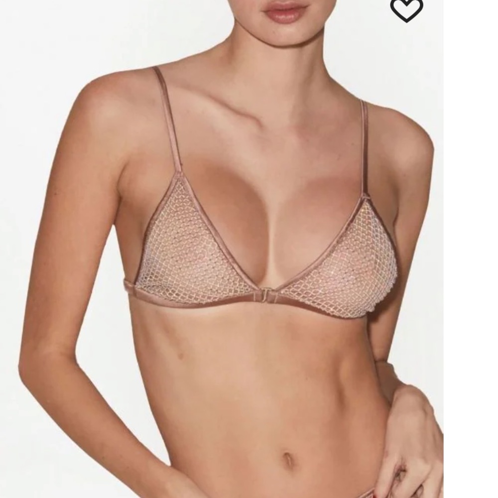 COPY - Fleur Du Mal rhinestone-embellished fishnet triangle bra NWT